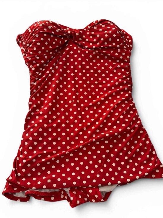 Ann Taylor Other - Red Polka Dot Strapless One-Piece Swimdress